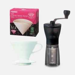 Hario Mini Mill Plus V60 Ceramic Starter Kit Size 02 (White)