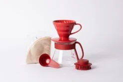 V60 Ceramic Pour Over Coffee Set, 01 Red